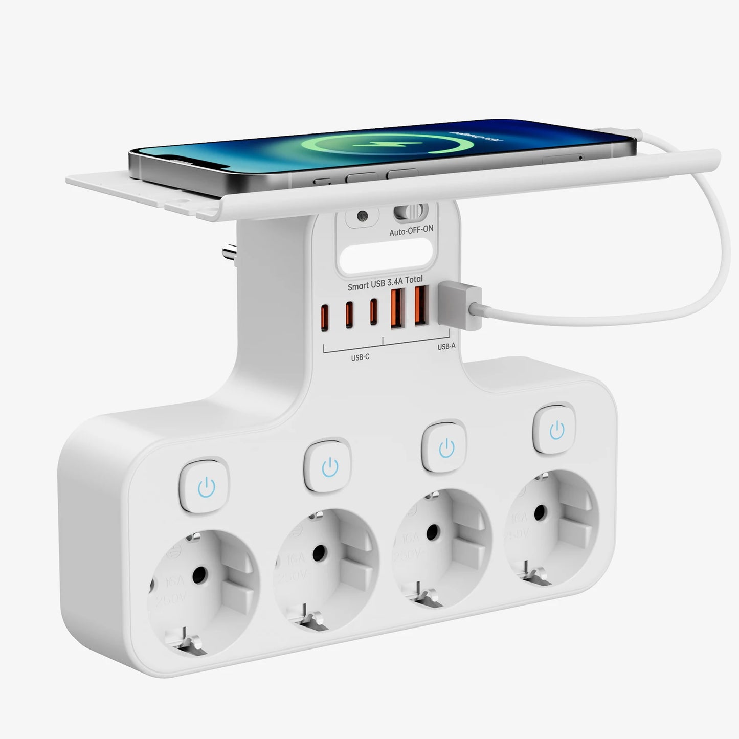 Regleta 10 en 1 con Sensor y USB – 4000W