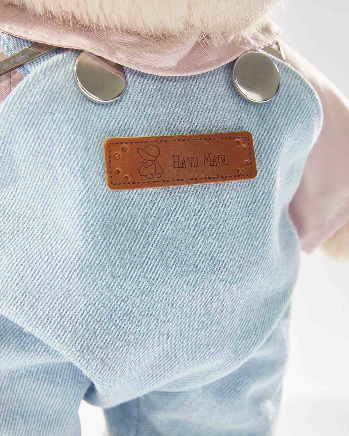 Teddy Bear – Denim Outfit with Pink Beanie