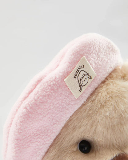 Teddy Bear – Denim Outfit with Pink Beanie