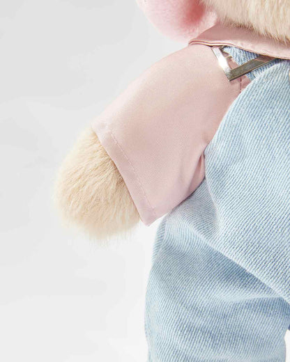 Teddy Bear – Denim Outfit with Pink Beanie