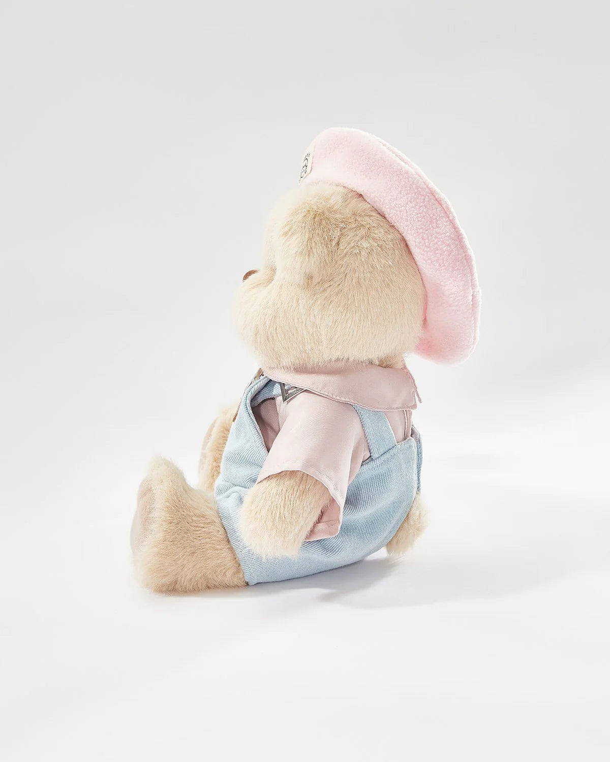 Teddy Bear – Denim Outfit with Pink Beanie