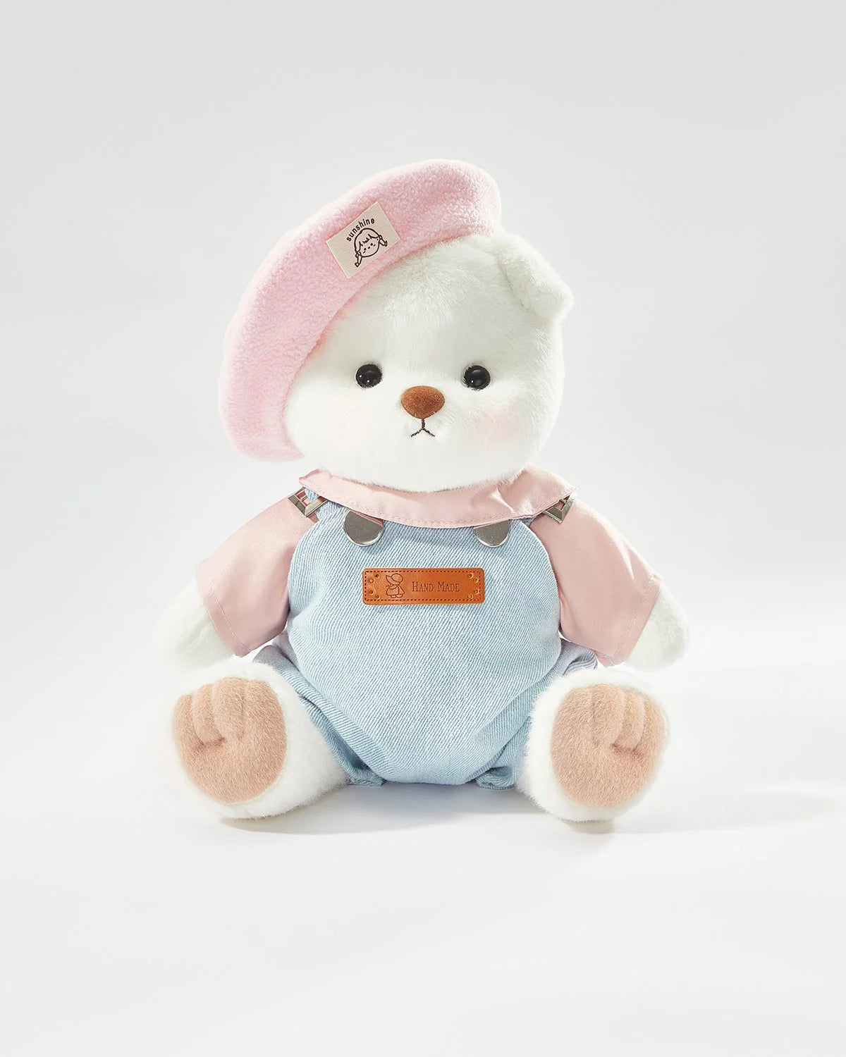 Teddy Bear – Denim Outfit with Pink Beanie