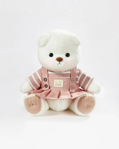 Teddy Bear – Pink Striped Dress Set
