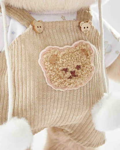Teddy Bear Outfit – White Sheep Overalls Set