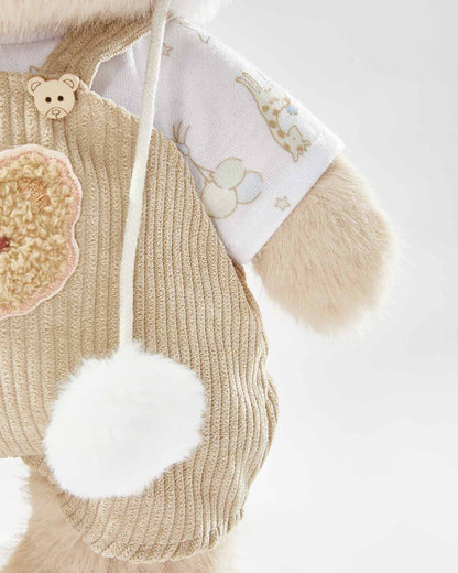 Teddy Bear Outfit – White Sheep Overalls Set