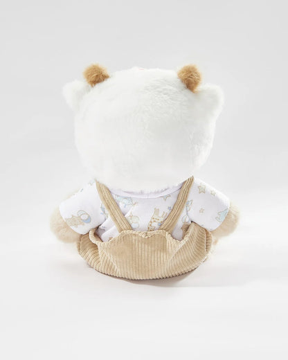 Teddy Bear Outfit – White Sheep Overalls Set