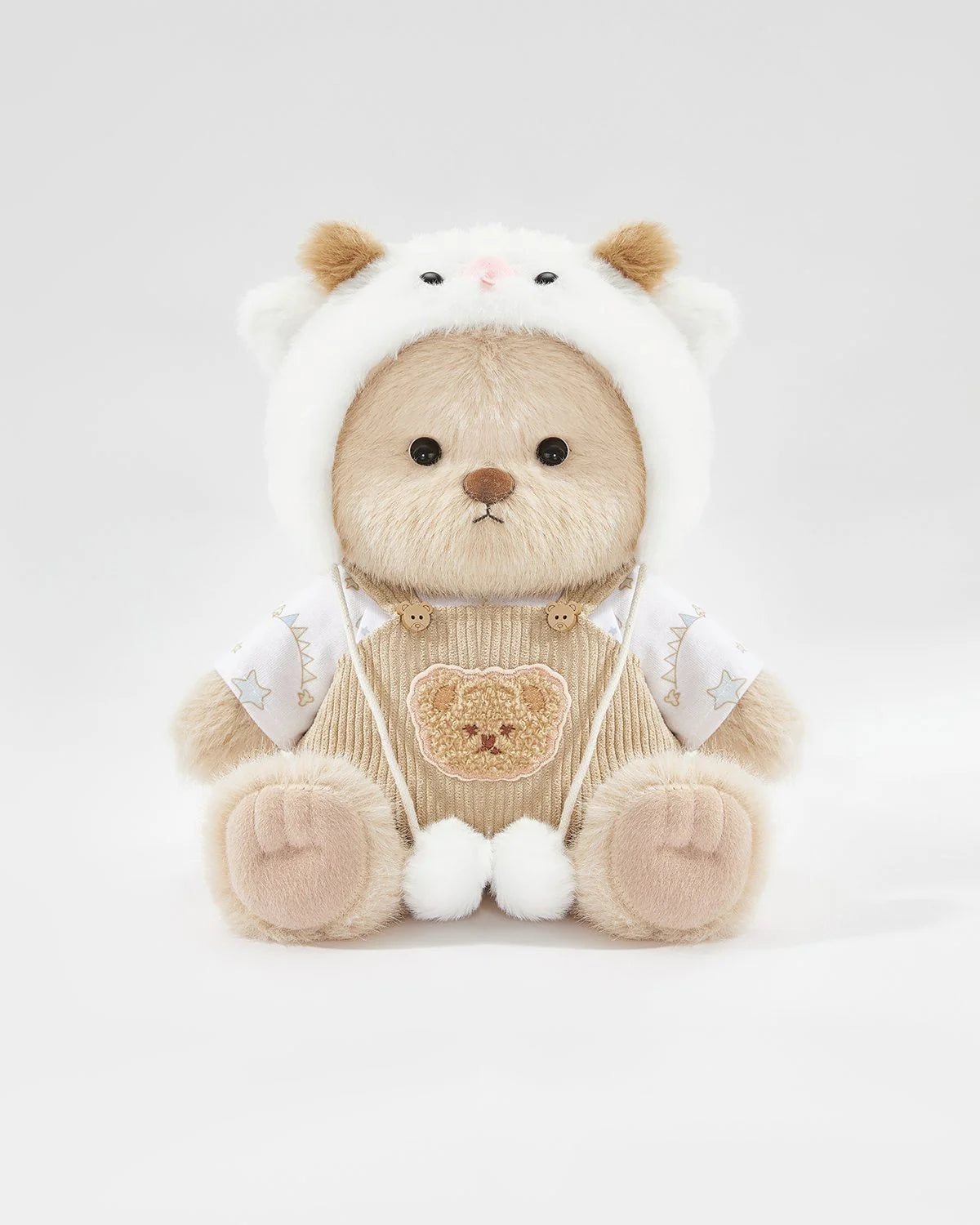 Teddy Bear Outfit – White Sheep Overalls Set