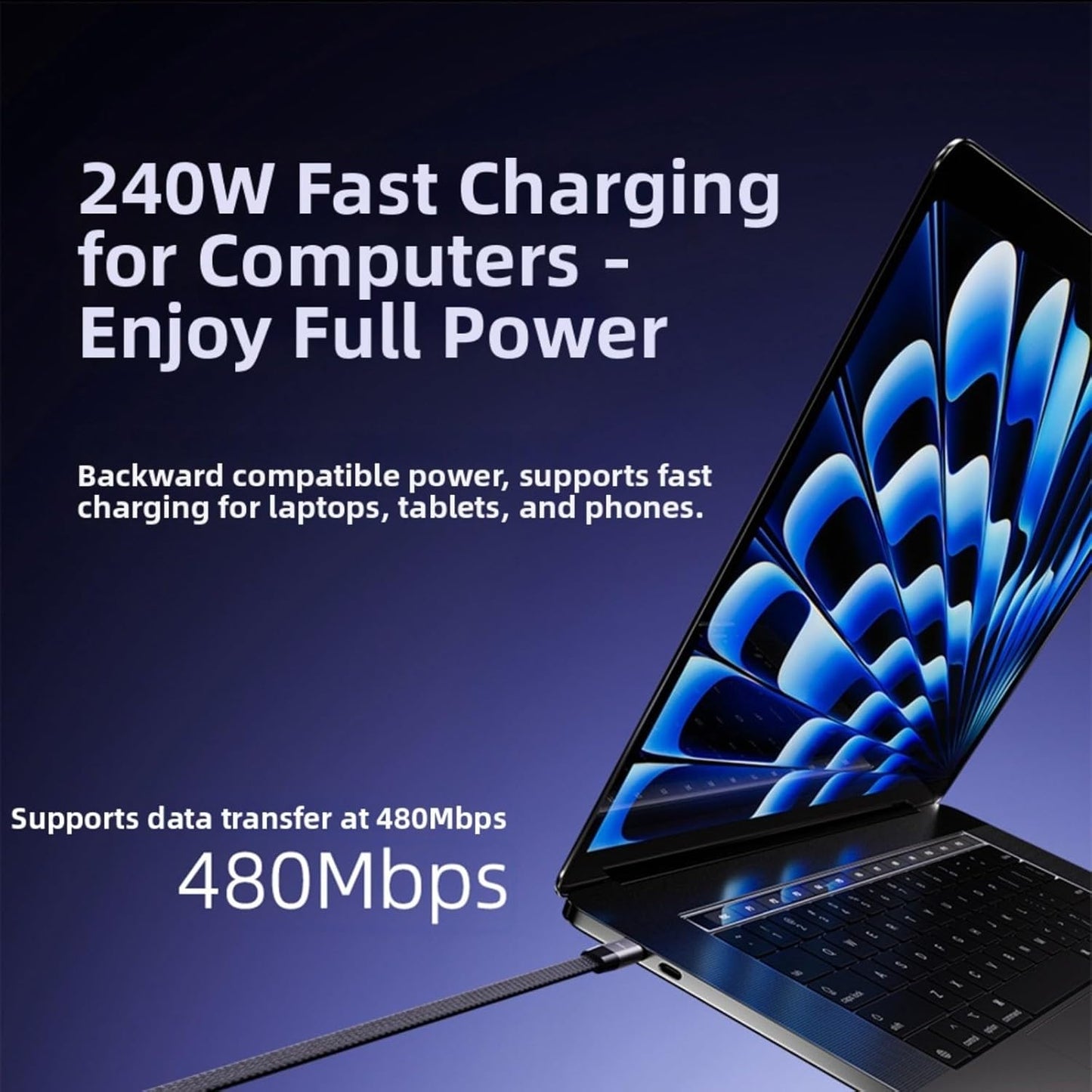 PowerStand 240W – 2-in-1 Fast Charging Cable with Foldable Stand