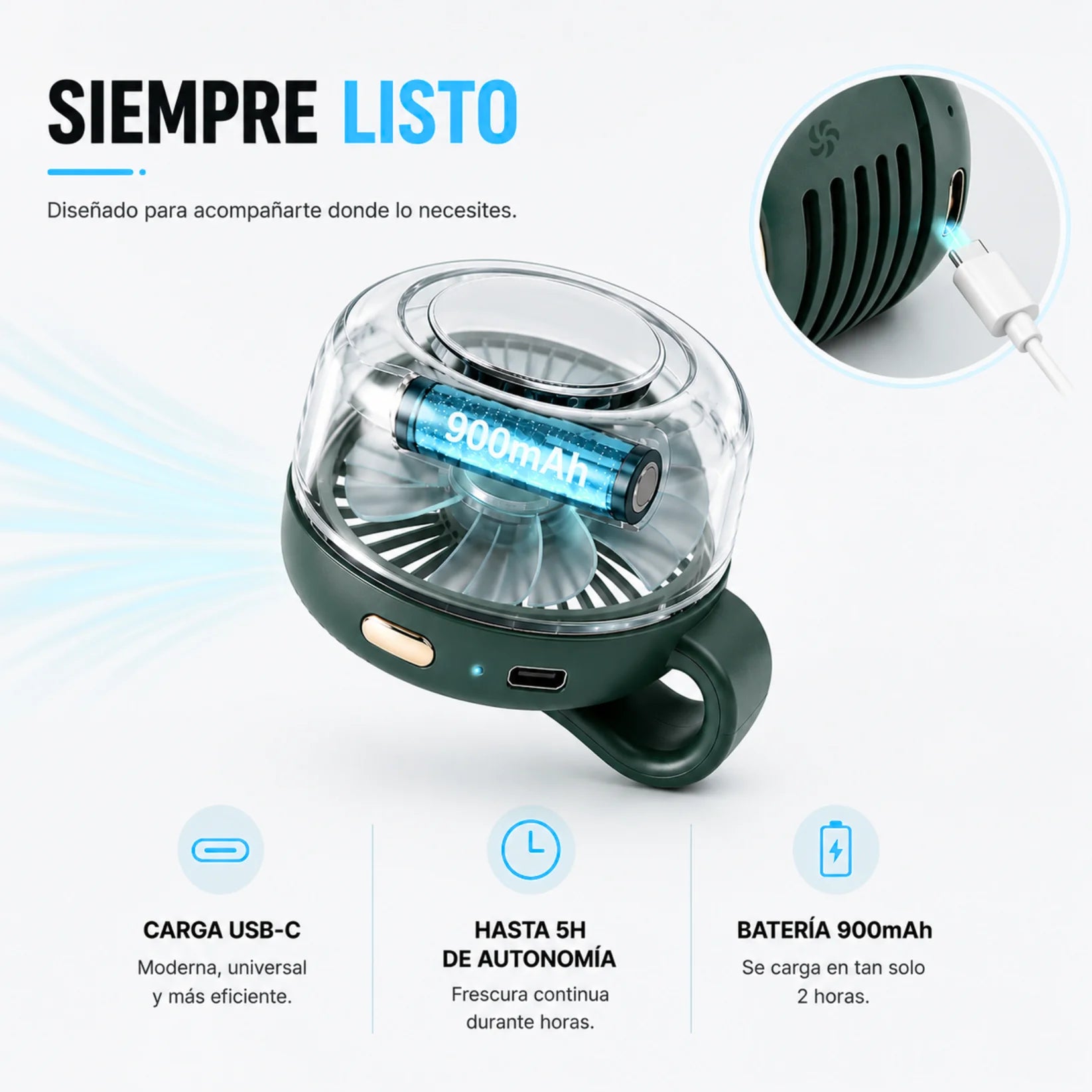 Ventilador Portátil 360° Ultraligero