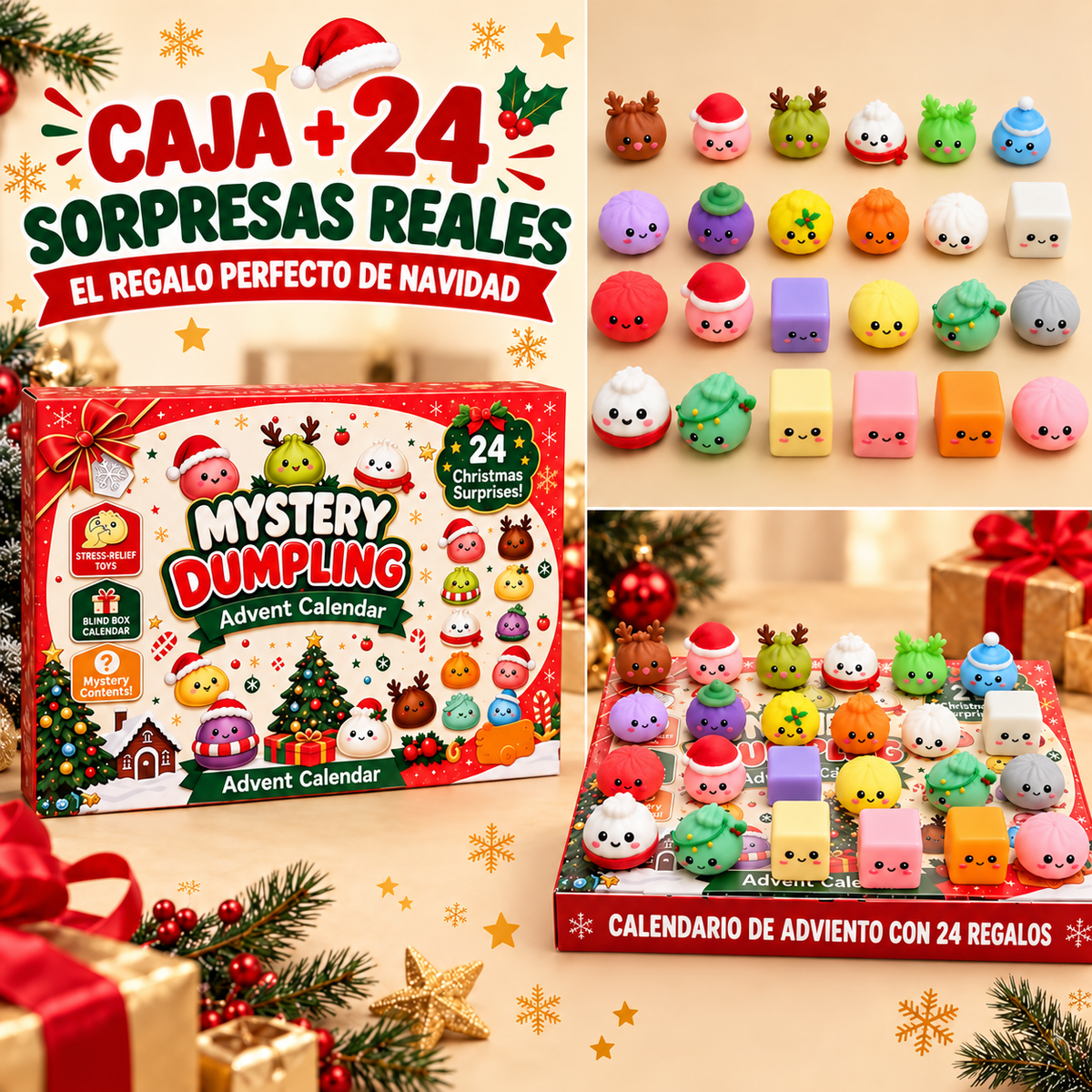 Calendario de Adviento Mystery Dumpling – 24 Squishies Sorpresa