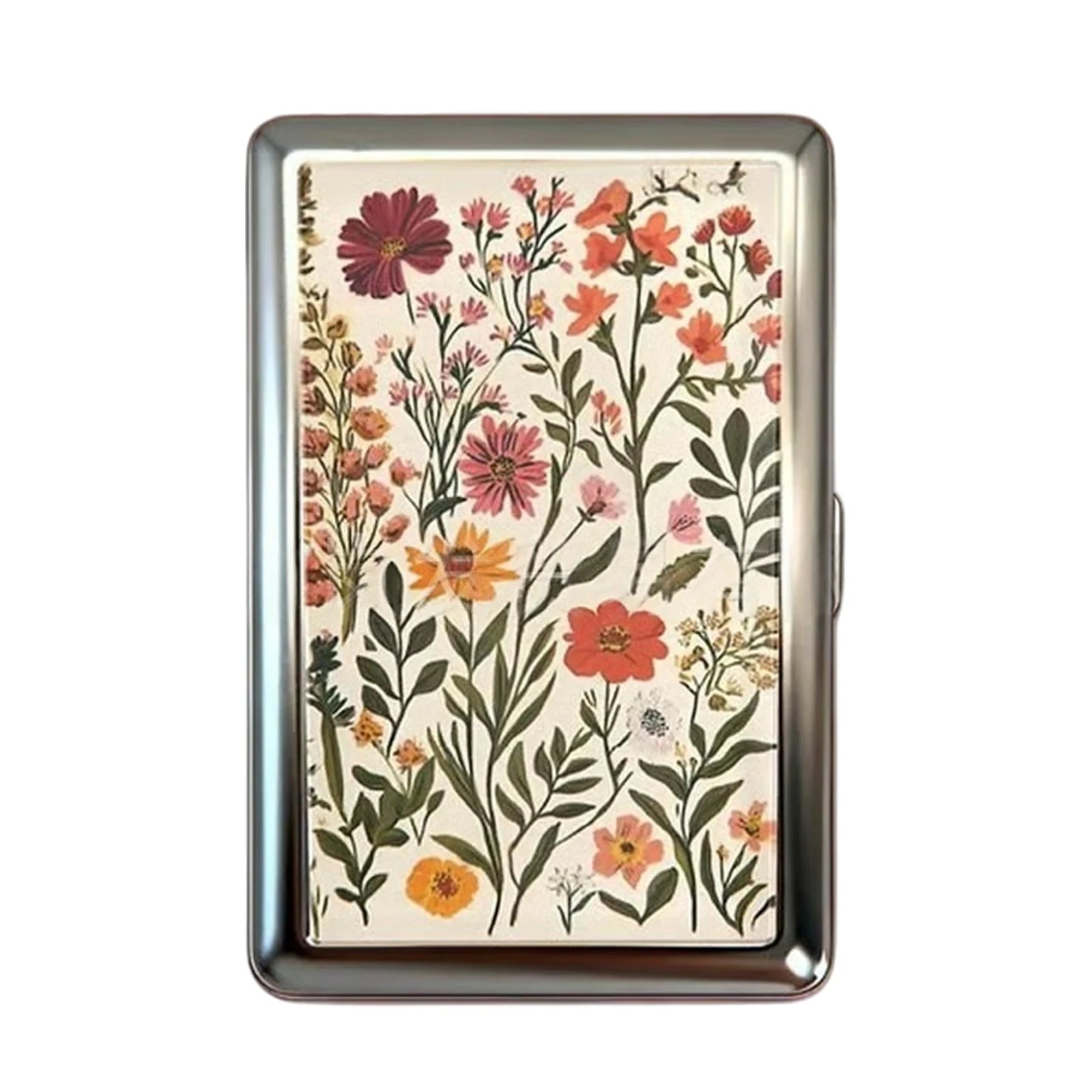 Vintage Style Metal Cigarette Carrying Case Art Deco Design Versatile Card & Cash Case Easy Snap Gift Idea for for Women and Men