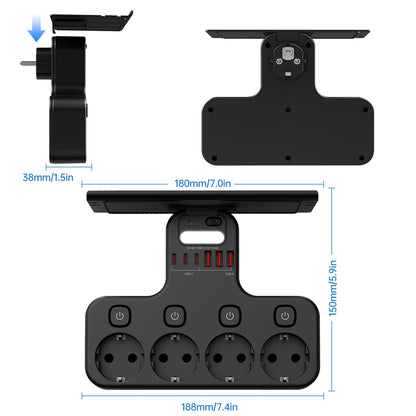 Regleta 10 en 1 con Sensor y USB – 4000W