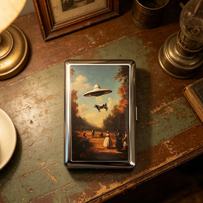 Vintage Style Metal Cigarette Carrying Case Art Deco Design Versatile Card & Cash Case Easy Snap Gift Idea for for Women and Men
