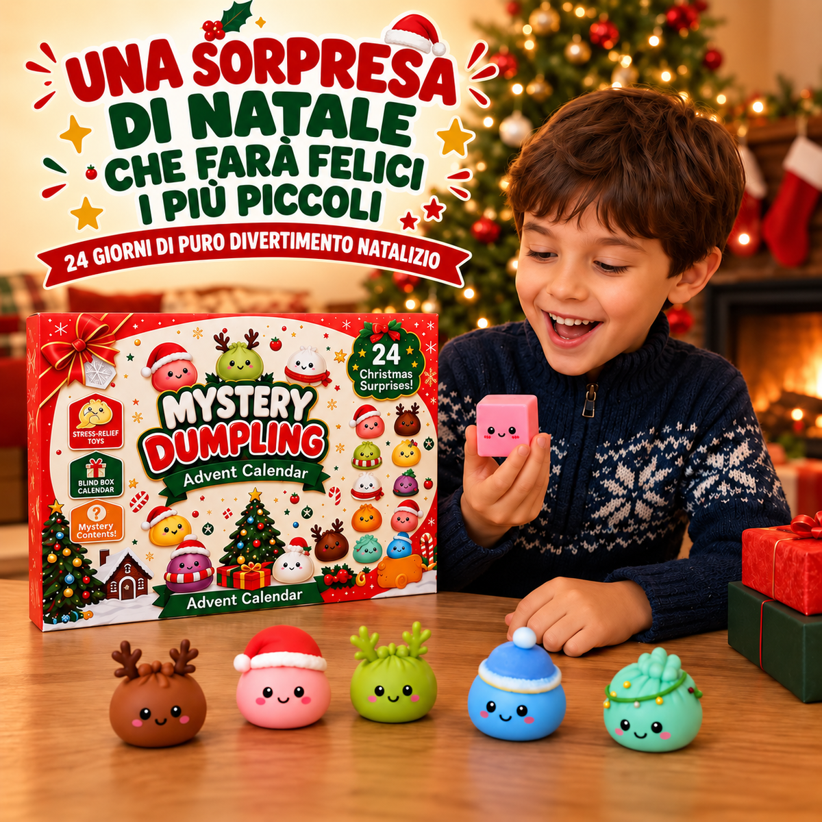 Calendario dell’Avvento Mystery Dumpling – 24 Squishy a Sorpresa